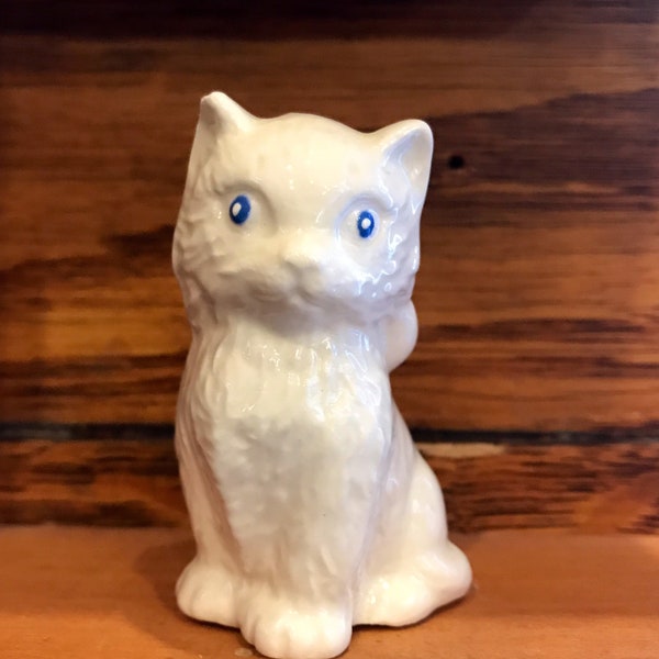Ceramic White Cat with Blue Eyes