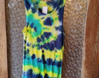 Yellow, Green and Blue Tie Dye Tank