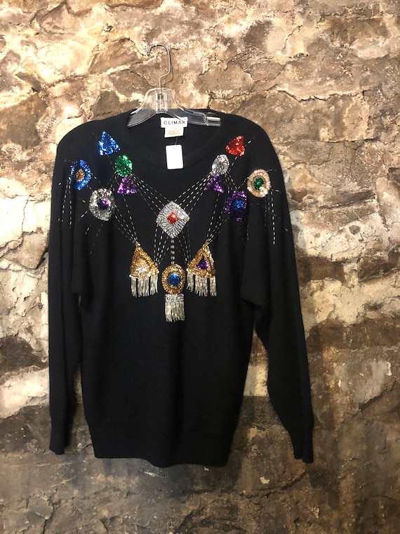 VINTAGE Climax Bedazzled Sweater - Etsy 