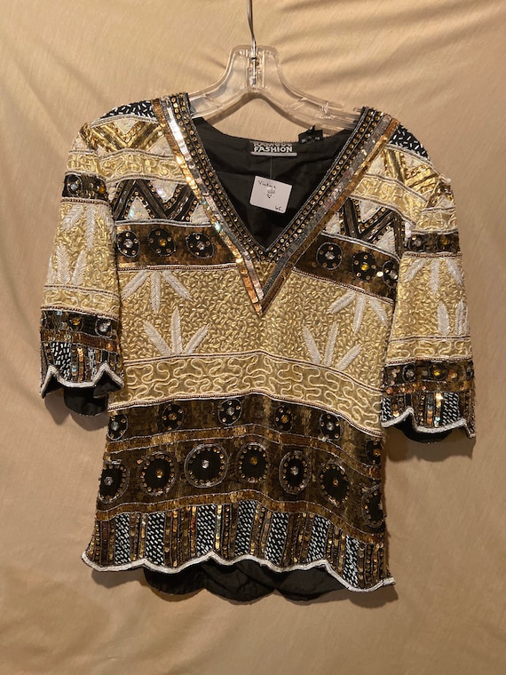 Vintage Beaded and Sequinned Blouse