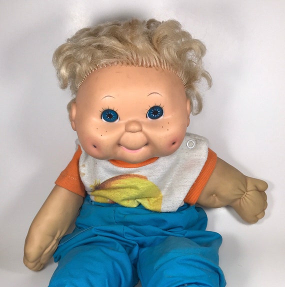 Vintage Plush Doll Baby Blonde Boy With Blue Eyes - Etsy Canada