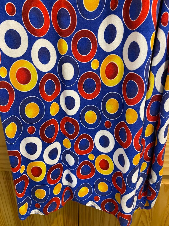 VINTAGE blue multicolour circle print dress - image 5