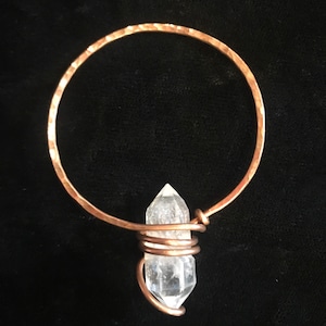 Large Pendant; Clear Quartz Point Wrapped in Copper