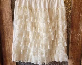 80s white lace skirt cheap