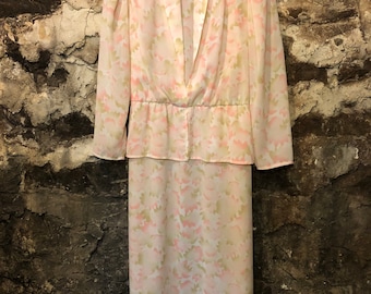 VINTAGE 70s Floral Sheer Blazer Dress