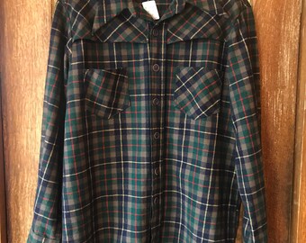 Vintage 70s Pendleton Orange Plaid 