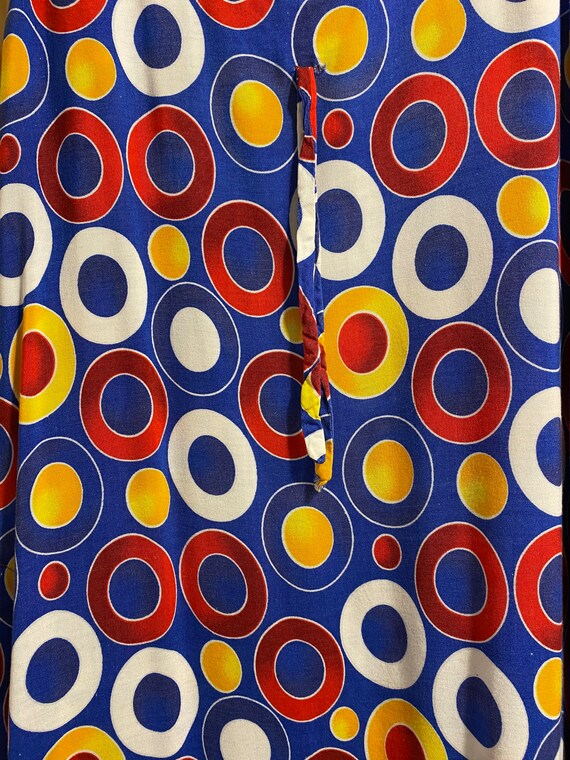 VINTAGE blue multicolour circle print dress - image 6