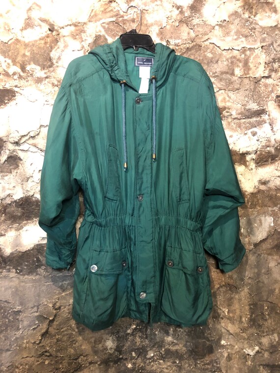 VINTAGE Green Silk Windbreaker, Daniel Hechter