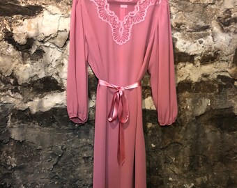 VINTAGE Sheer Pink Long Sleeve Dress