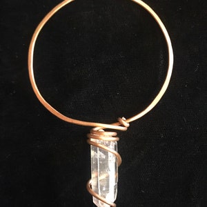 Large Pendant; Quartz Point Wrapped in Copper