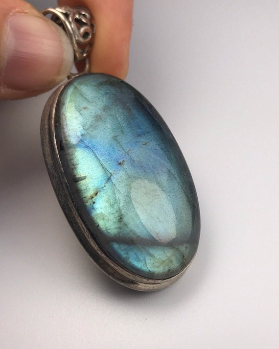 Large Labradorite Sterling Silver Pendant - image 1