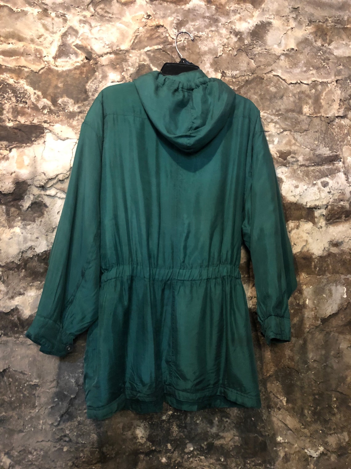 VINTAGE Green Silk Windbreaker Daniel Hechter Etsy