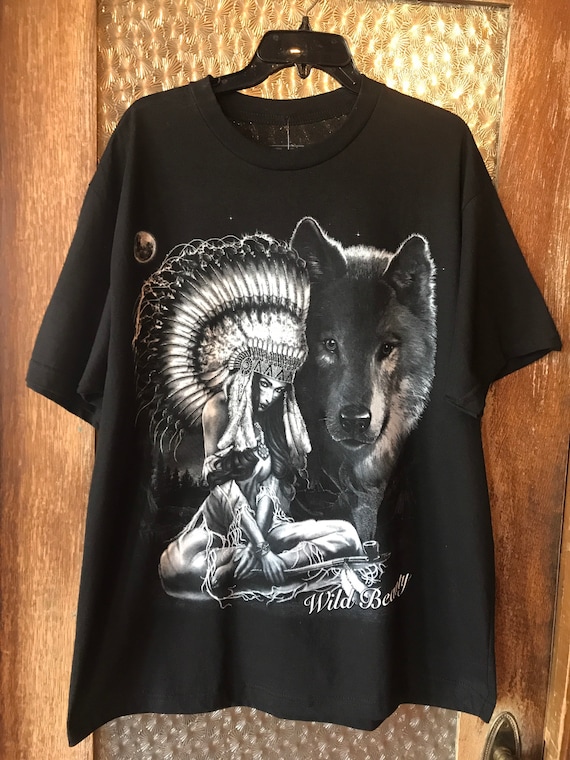 T shirt top con lupo