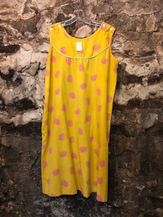 VINTAGE Yellow & Pink Strawberry Dress