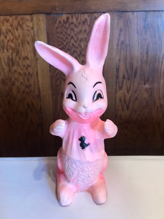 Pink bunny top squeaky toy