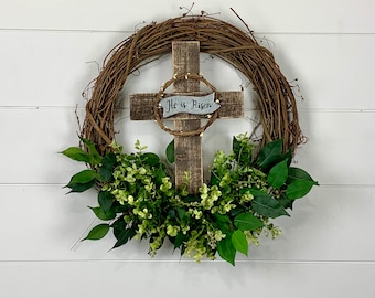 Easter Cross Wreath Dandelion Rose Cross Spring Cross Wreath Floral cross Floral Cross Wreath, Easter Handmade Cross,Spring Cross