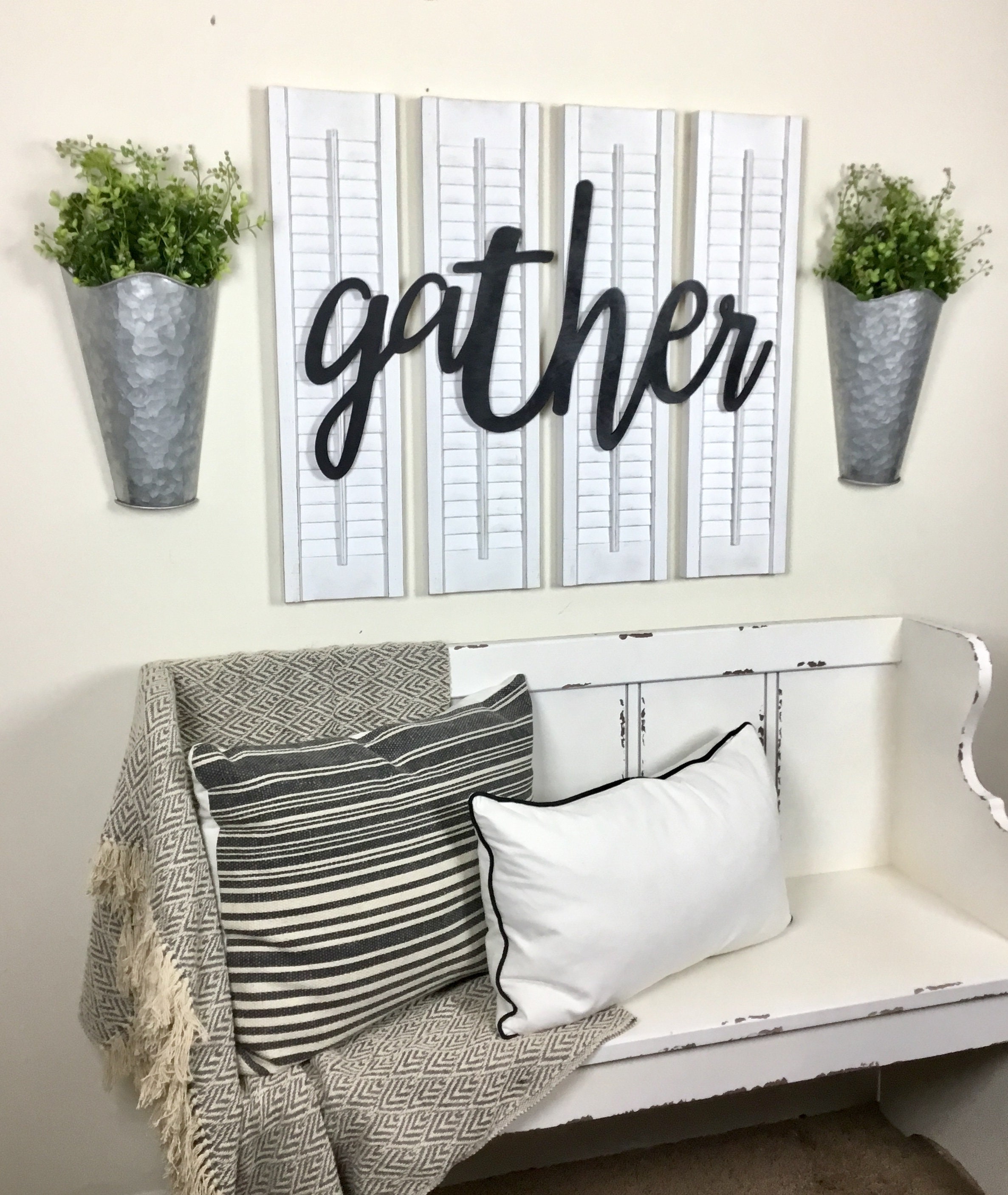 Farmhouse Decor Shutter Wall Decor Gather Sign FAST | Etsy Farmhouse Decor Shutter Wall Decor Gather Sign FAST Etsy