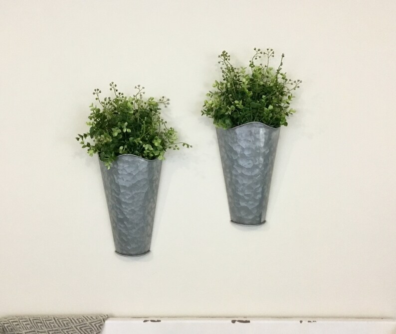 Galvanized Metal Wall Planter With Fls