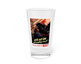 Marineblauw pintglas voor veteranen: grappig militair drinkgerei (16 oz)