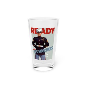 Vaso de pinta vintage de los Marines de EE. UU. / Vaso de cerveza militar de 16 oz / Perfecto para el Día de los Veteranos, eventos militares o regalos