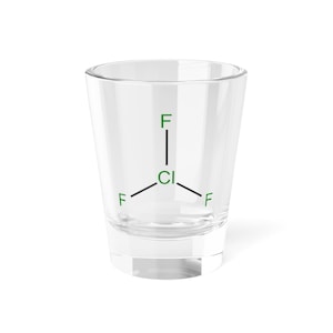 Shot Glass, 1 5oz - Chemical Element Chlorine Trifluoride Unique Design, Laboratory Shot Glass, Science Gift, Chemistry Barware, Funny Shot