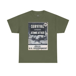 Vintage Survival Handbook Unisex Tee, Atomic Attack Shirt, Cold War History Gift, Retro Apocalypse Clothing, Military Manual Tshirt