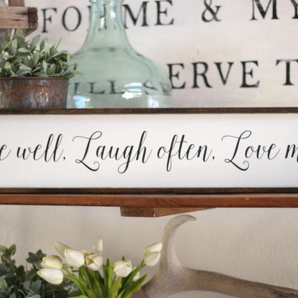 Live well laugh often love much wood sign, rustic wooden sign, inspirational gift, encouragement wall hanging, gallery wall, live laugh love