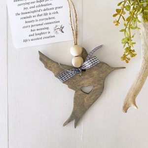 Hummingbird wood hanging ornament,  inspirational, celebration, encouragement or gratitude gift for a friend, thinking of you gift