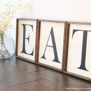 Eat wood letter sign, farmhouse kitchen wood sign, wooden letter signs, kitchen wall art, EAT signs, kitchen decor, fixerupper style signs
