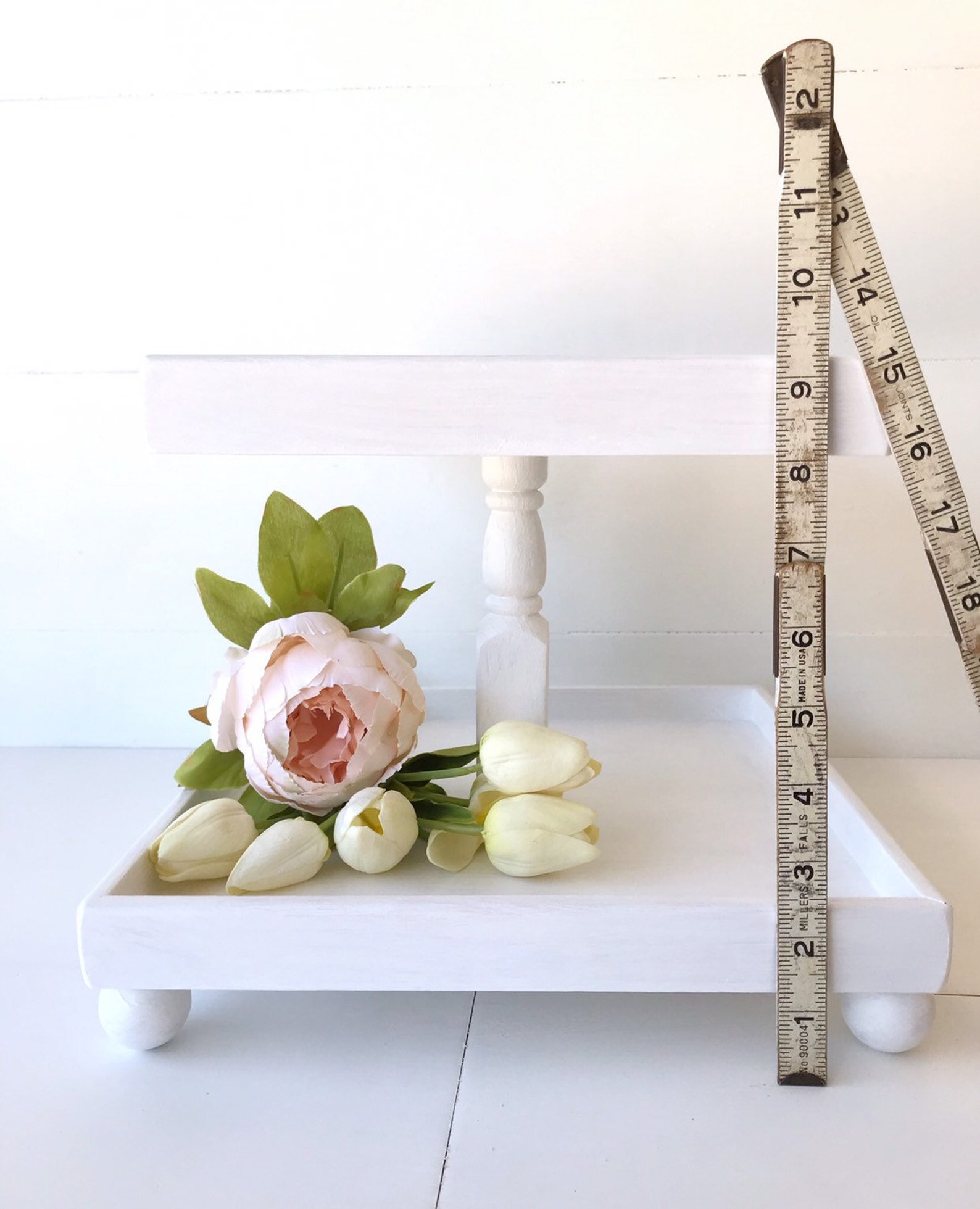 Wood two tier tray tiered wooden riser kitchen pedestal Etsy