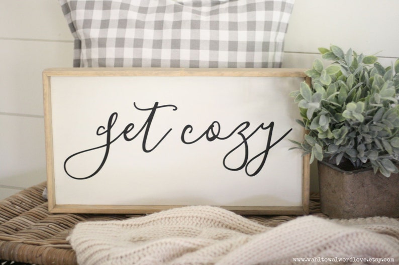 Get cozy wood sign Mini wooden shelf sign 12x6 small get Etsy
