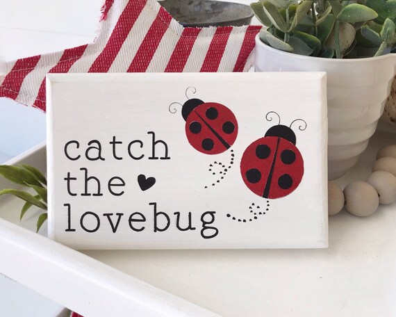Catch The Love Bug Mini Ladybug Sign Tiered Tray Summer Etsy