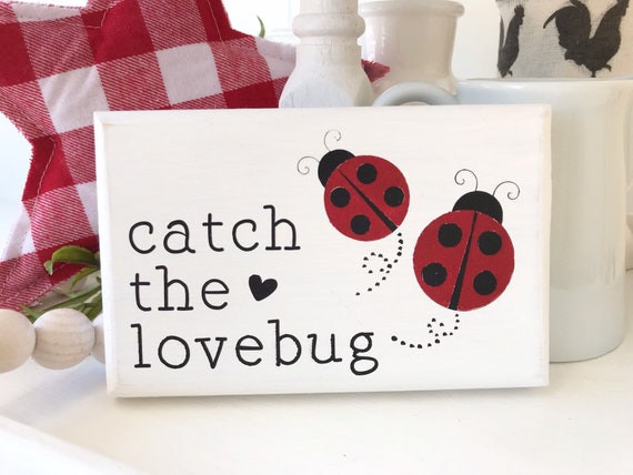 Catch The Love Bug Mini Ladybug Sign Tiered Tray Summer Etsy