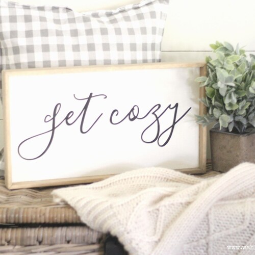 Get Cozy Wood Sign Mini Wooden Shelf Sign 12x6 Small Get Etsy
