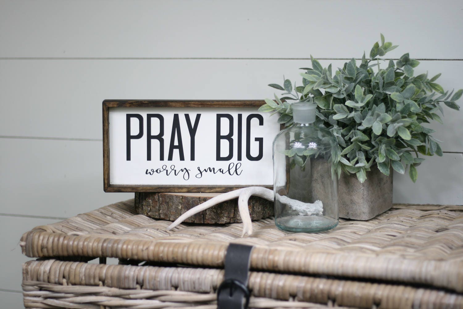 Divinity Boutique Pray Big Worry Small in Black 7 x 4.5 Wooden Decorative Tabletop Sign Divinity Boutique Pray Big Worry Small in Black 7 x 4.5 Wooden Decorative Tabletop Sign
