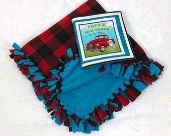 Cloth Book and Blanket Throw for Baby and Toddlers - Papa's Old Truck- Gift for Kids