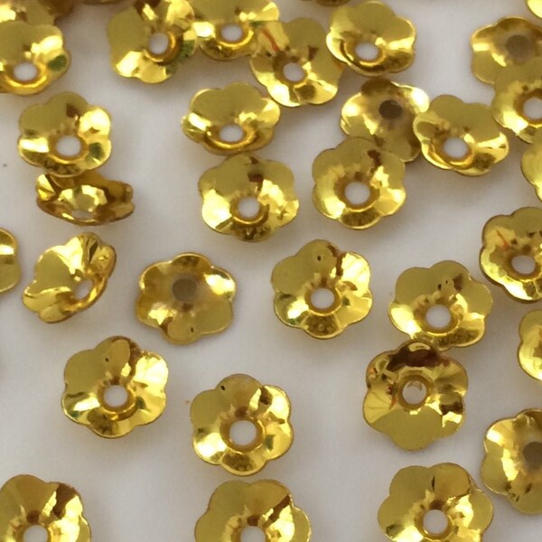 Sequins 6mm Bright Gold Flower Cup Metallic 1/4" Bowl Cup. Choose Pack Size. Gold Flower Sequins. Sewing Sequins. Embroidery Embellishment