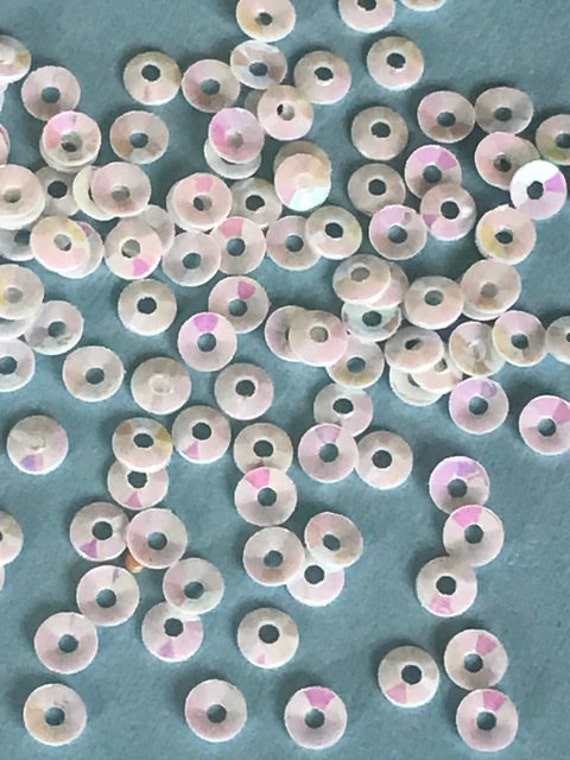 Sequins 3mm Tiny White AB Rainbow Cup Coolie Hat Shape Choose Pack Size
