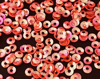 Sequins 3mm Coral Rose Orange Pink AB Rainbow Tiny Cup Coolie Hat Shape CHOOSE PACK Size