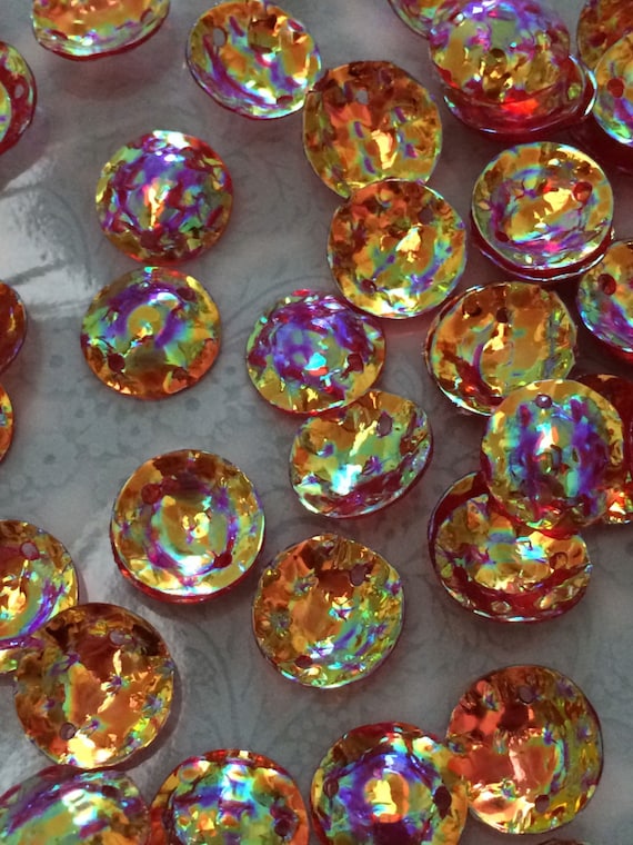 Cabochon Sequins Cup Dome 10mm White Opal AB Iris Rainbow x 50