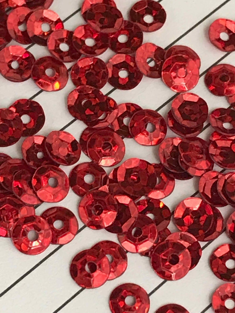 Flat Cup Sequins Tiny 4mm Red Hologram Laser Metallic CHOOSE PACK Size