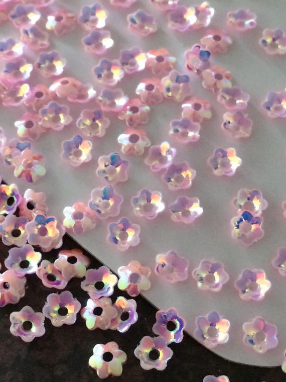 Cabochon Sequins Cup Dome 10mm White Opal AB Iris Rainbow x 50