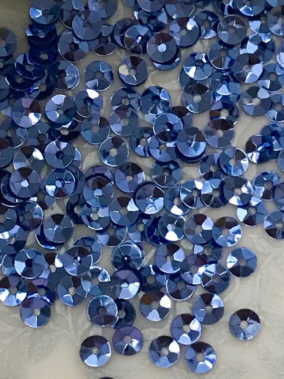 Sequins 4mm Tiny Flower Cup Sapphire Dark Blue Metallic Choose Pack Size