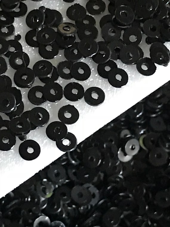 Sequins Tiny 3mm Black Gloss Round Flat Choose Pack Size