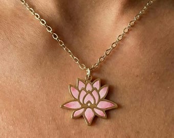 Handmade lotus flower chain necklace | Delicate artistic pendant