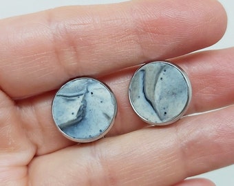Handmade marbled clip earrings, polymer clay small earrings, faux stone earrings, personalized jewelry, designer clip earrings
