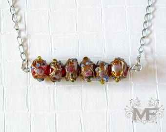 Red minimalist necklace, glass murano beads, stainless steel chain, handmade, jewelry, woman, fashion, accessories, present, gift