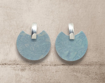 Long handmade batik earrings -  Unique handcrafted tapestry dangles - Original turquoise jewelry - Artistic faux fabric jewel