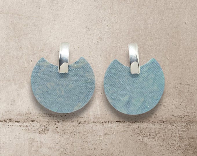 Featured listing image: Long handmade batik earrings -  Unique handcrafted tapestry dangles - Original turquoise jewelry - Artistic faux fabric jewel