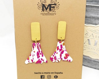 Handmade lily earrings, floral polymer clay dangles